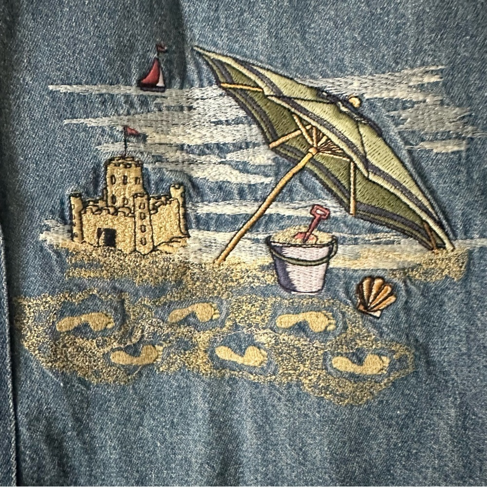Tradition Country Collection Light Blue Nautical Beach Embroidered Shirt Sz M - Picture 5 of 12